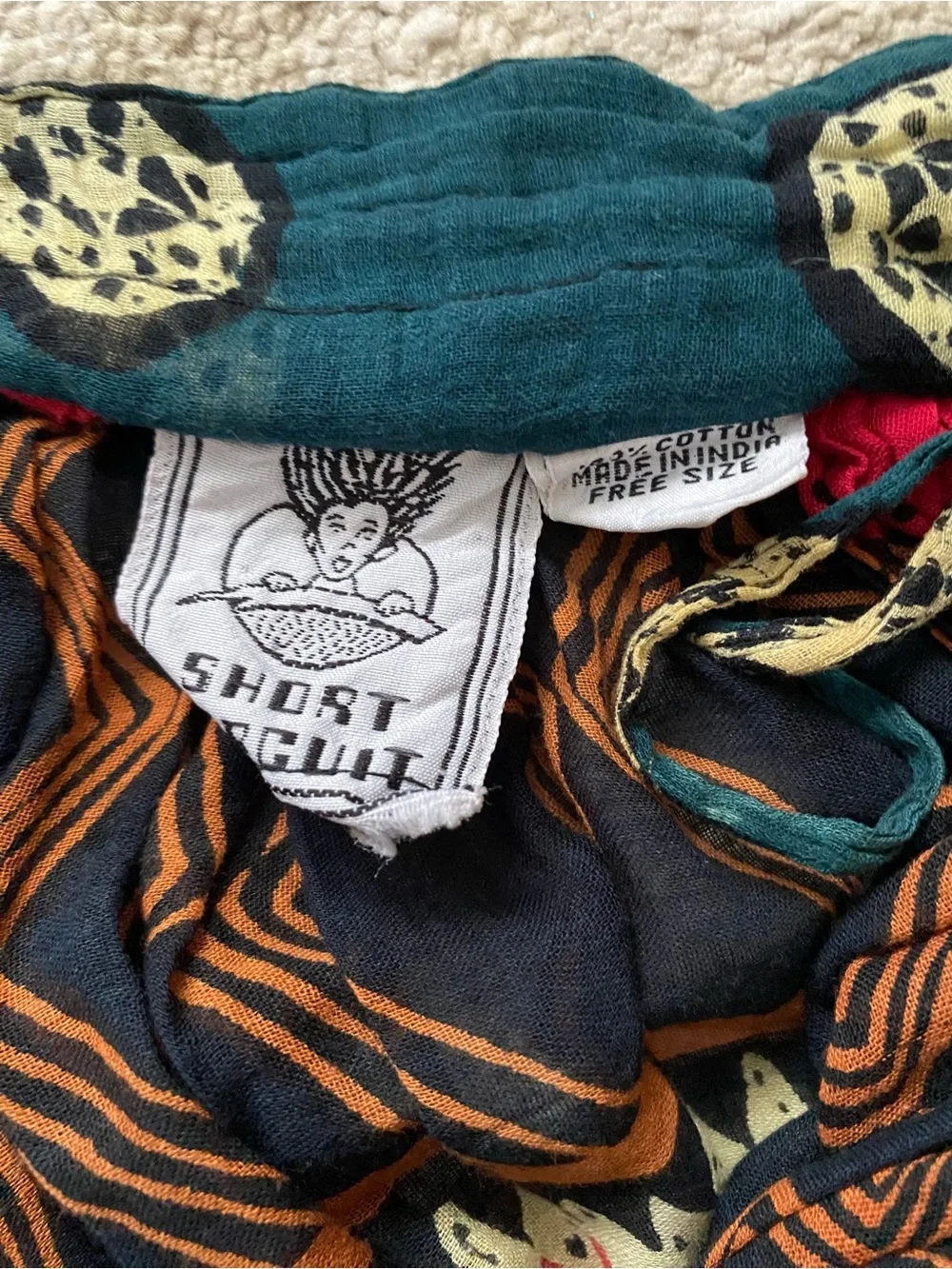 Vintage Short Circuit Made in India Cotton Maxi Skirt Aztec Boho Hippie L/XL